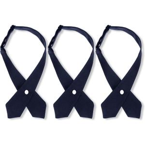 Tarpop 3 Pcs Girls Uniform Tie Adjustable Cross Tie Navy Solid Color Adjustable Cross Bow Girls Uniform School Uniform for Cross Neck