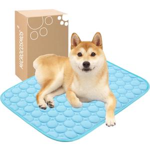 MICROCOSMOS Summer Cooling Mat & Sleeping Pad- Water Absorption Top, Materials Safe, Easy Carry, EZ Clean. Keep Cooling for Pets, Kids and Adults.(Blue, 24" x18")