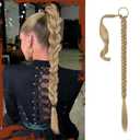 SOFEIYAN Long Braid Ponytail Extension with Hair Tie Straight Sleek Wrap Around Hair Extensions Braid Pony Tail Fluffy Natural Soft Synthetic Hairpieces for Women Daily Wear, 26 inch-Ash Blonde