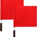 Volleyball Flags Line Judge Set, 2PCS Lightweight Referee Flags with Sponge Handle and Stainless Steel Pole High Visibility Red Flags for Volleyball Soccer, Track and Field