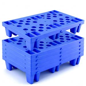 Plastic Pallets, 6pcs Blue Lightweight Nestable Polyethylene Pallets, Moisture-Proof Floor Pallets, Mini Spliceable Plastic pallets for Basement Storage Kitchen Garages L 19.7" x W 11.8"x H 3.9"