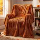 EVERLORIA Fall Pumpkin Throw Blanket 50"x60", Soft Plush Embroidery Pumpkin Throw Blanket for Couch Sofa, 530GSM Sherpa Fleece & Fluffy Faux Wool, Autumn Thanksgiving Home Bed Room Decor Gift, Brown