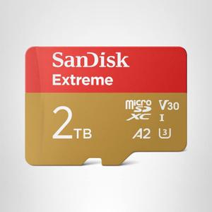SanDisk 2TB Extreme microSDXC UHS-I Memory Card with Adapter - Up to 150MB/s, C3, U1 Full HD, A2, MicroSD Card - SDSQUAC-2TB-GN6MA [New Version]