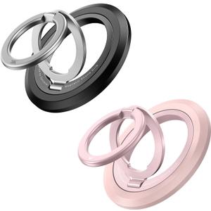 SYNCWIRE Magnetic Phone Ring Holder for MagSafe [2 Pack], 360 Rotation Dual Sided Magnet Grip Cell Phone Ring Stand Finger Kickstand Compatible with iPhone 17 16 15 14 13 12 Pro Max fits MagSafe