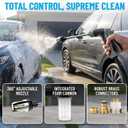 High Pressure Hose Nozzle with 4 Spray Modes, Adjustable Water Spray Gun, Metal Garden Hose Sprayer for Car Wash, Plant Watering, Patio & Outdoor Cleaning (Sprayer Kit with 3 Connectors & Foam Cannon)