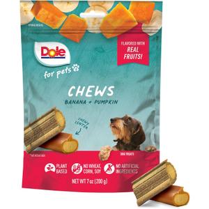 Dole for Pets Freshly Fetched Dog Chews, Assorted Banana & Pumpkin Flavor Dog Treats, 7oz | Flavored with Real Veggies, No Wheat, Corn, Soy, Artificial Flavors, Colors, or Preservatives (7 Ounce (Pack of 1)), Best By: 09/01/2026