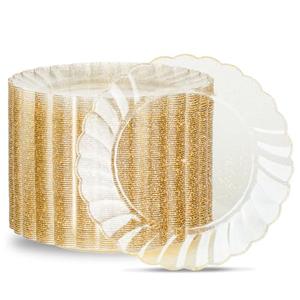 BESTVIP 100 Pieces Gold Glitter Disposable Plates, 9 Inch Premium Sturdy Gold Plastic Plates, Premium Elegant Fancy Party Supplies for Weddings, Parties and Birthdays