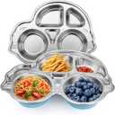 Stainless Steel Baby Suction Plates: Divided Plates Designed for Babies and Toddlers, Made of 100% Food-Grade Materials, Ideal for Baby-Led Weaning, BPA-Free Toddler Feeding Dishwasher Safe Blue