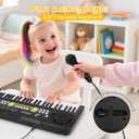 Kids Piano Keyboard with Microphone, 49 Keys Portable Electronic Piano Keyboard for Kids Beginners Ages 3 4 5 6 7, Toy Music Keyboard Birthday Xmas Gift for Girls Boys, Black, Standard