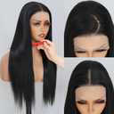 13x4 Synthetic Lace Front Wig Long Straight Hair Wig For Black Women 26 inch Hd Lace Front Wigs Glueless Pre Plucked Synthetic Wig For Daily Use Ready To Wear Natural Color(1B)