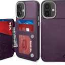 GUERNICA for iPhone 16 Wallet Case with RFID Blocking Card Holder for Women Men, Kickstand Shockproof Phone Case for iPhone 16(6.1"),Dark Purple