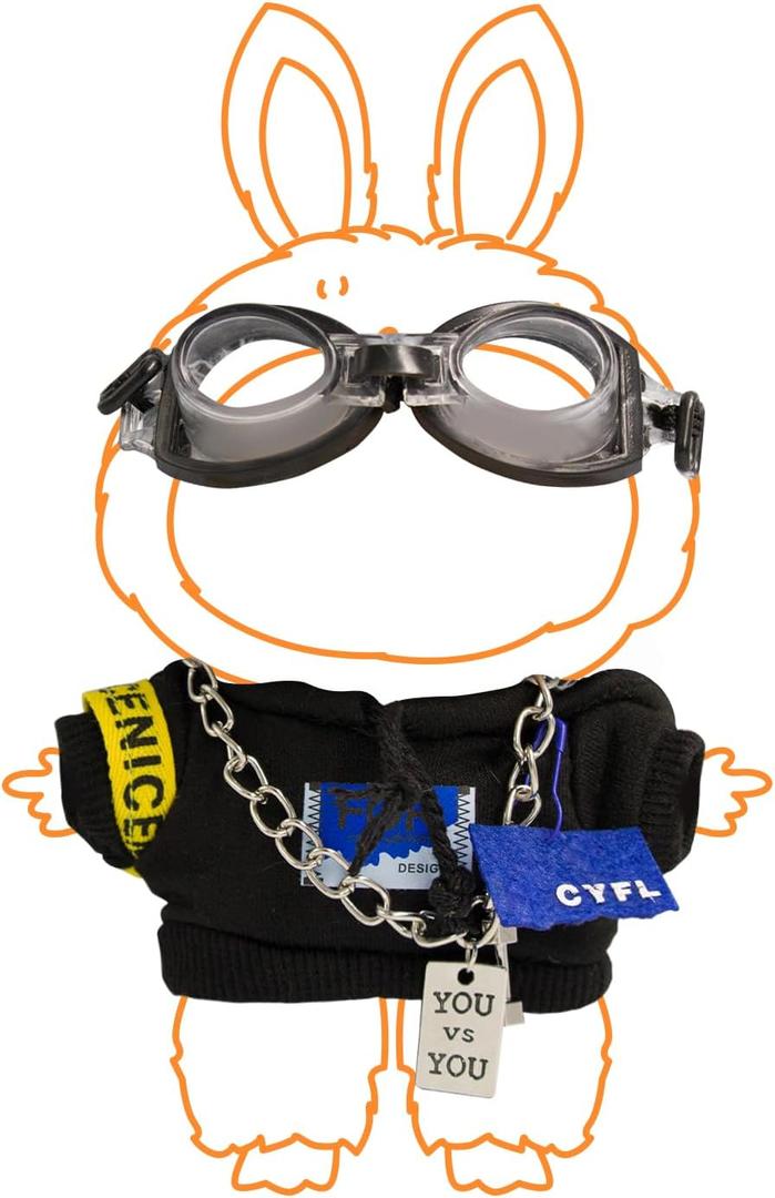 2 x Doll Clothes for 17cm Doll Dress Up, 2-4 Piece Cute Outfit Accessories Set (Cool Black Hoodies)