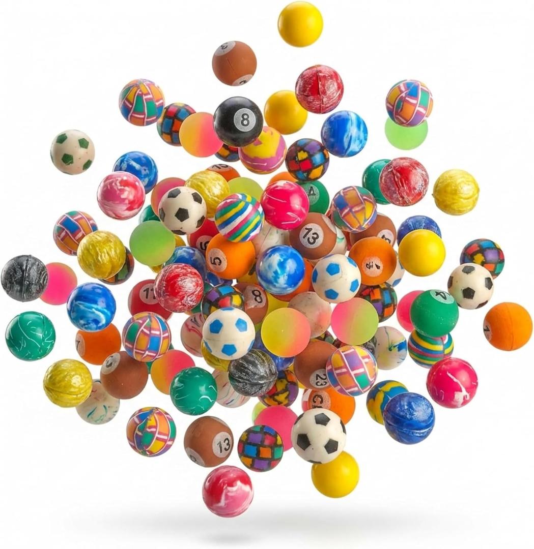 Bedwina 250-Pack Bouncy Balls in Bulk - (1inch/27mm) Hi Bounce Variety Assortment Mix, Colorful and Small Rubber Bouncing Balls, Party Favors for Kids, Treasure Box Prizes and Goodie Bags