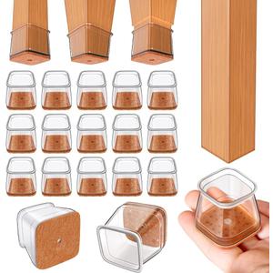 Ansible 24 pcs Square Small Chair Leg Floor Protectors, Furniture Felt Pads Silicone Covers caps for Chairs,Chair Leg Protectors for Hardwood Floors (Small fit:0.76''-1.02') 