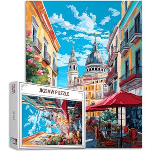 Tucocoo Jigsaw Puzzles 1000 Pieces for Adults-Spain Madrid Landscape Puzzle-Challenging Puzzle Perfect for Game Nights-DIY Home Wall Decor-Street Scenery Art Puzzles Colorful City View 27" x 20"