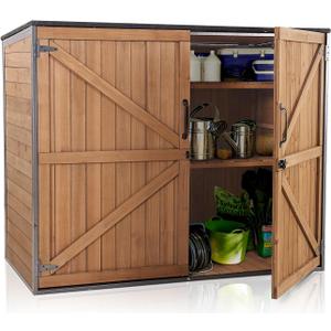 Outdoor Storage Cabinet, Small Garden Shed, Outside Vertical Shed with Waterproof Roof, 33.3 cu.ft for Garden, Garbage Can, Bike, Tool