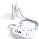 Cruise Essentials 2025,One Beat Travel Power Strip with USB C,Flat Plug Extension Cord with 3 Outlets 4 USB Ports(2 USB C),5 ft Desk Wall Outlet Extender,Non Surge Protector for Cruise,Dorm Room,ETL (White)