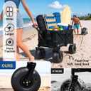 Hikenture Beach Wagon with Balloon Wheels, 9" PU Tires Collapsible Wagon | 440lbs Heavy Duty Beach Cart with Big Wheels for Sand, Large Capacity Utility Wagons Carts Foldable