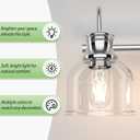 3 Lights Bathroom Vanity Light Fixtures, Chrome Traditional Classic Vanity Light with Clear Glass, Bathroom Lighting Fixtures Over Mirror