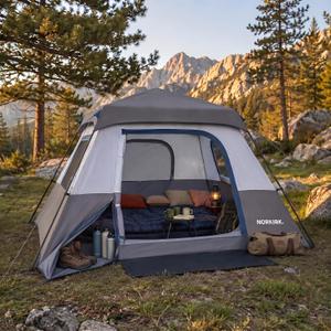 Instant 4-Person Camping Tent — Quick Pop-Up Outdoor Shelter with Waterproof Rainfly, Ventilated Mesh Windows, Zippered Doors & Carry Bag for Hiking, Backpacking, Beach