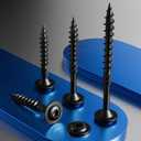 Wensilon (2 lbs)#8 x 1-1/2" Black Lag Screws, Structural Wood Screw, Heavy Duty Construction Screw, Rust Resistant, Washer Head, Black Coated Exterior Wood Screws, Star Drive with Bit