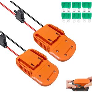 2PCS Power Wheel DIY Adapter for Ridgid AEG 18V Hyper Battery Dock Power Connector for DIY Rc Toy Car Truck, e-Bike, with Fuse & Wire terminals, Work for Rigid L1815R B1820R L1830R Battery (14AW Wire)