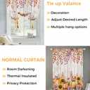 Thanksgiving Fall Maple Leaves Blackout Tie Up Curtains for Windows, Farm Country Pumpkins Daisy Rod Pocket Shade Valances, Adjustable Roll Up Balloon Curtain for Bedroom,Bathroom 1 Panel 34x45 Inch