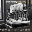 Urakify Large Stainless Dish Drying Rack for Kitchen Counter, Black