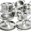 Umite Chef 17Pcs 5 Ply Clad Stainless Steel Cookware Set with Lids, Heavy Duty Pots and Pans Kitchen Set, Induction-Ready, Dual Aluminum Core for Even Heat, Cool Grip Handles, Dishwasher Safe, Large
