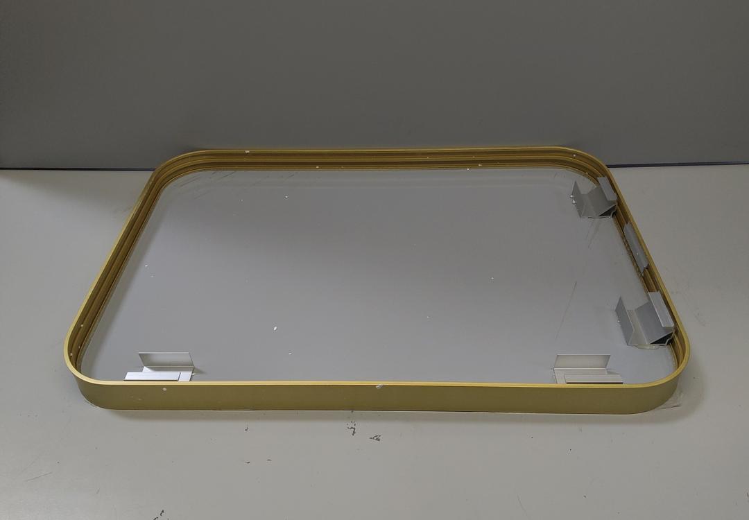 JENBELY 16x24 Inch Gold Bathroom Mirror, Brushed Brass Gold Metal Framed Rectangular Mirror with Rounded Corner, Wall Mounted Vanity Mirror for Bedroom or Living Room, Horizontal/Vertical