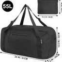 HOLYLUCK Foldable Travel Duffel Bag For Women & Men Luggage Great for Gym -55L, black