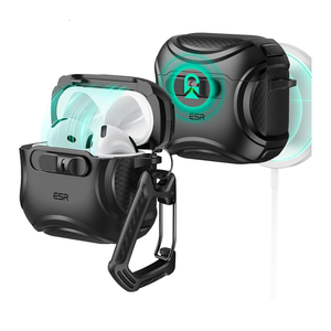 ESR for AirPods 4 Case, Compatible with AirPods 4 Generation Case (2024) (USB-C), Compatible with MagSafe, Drop-Proof Lock, Easy Open, Cyber Series, Black