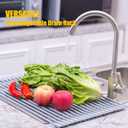 Mistifi Silicone-Coated Stainless Steel Over The Sink Multipurpose Roll-Up Dish Drying Rack, 20.8"X13.2", Heat Resistant Non Slip Dish Draining Rack BPA Free Dishwasher Safe (L, Gray)