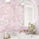 Dimoon 17.3" X 98.4" Peel and Stick Wallpaper Pink White Modern Forest Floral Wallpaper Renter Friendly Waterproof Removable Self Adhesive Wall Paper Bedroom Livingroom Cabinets Vinyl