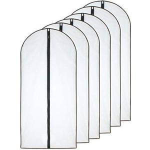 Garment Bag (Set of 6) Plastic Garment Bags with Zipper Hanging Clothes Cover Dress Bag for Suits, Coats Closet (24'' x 40'', Black)