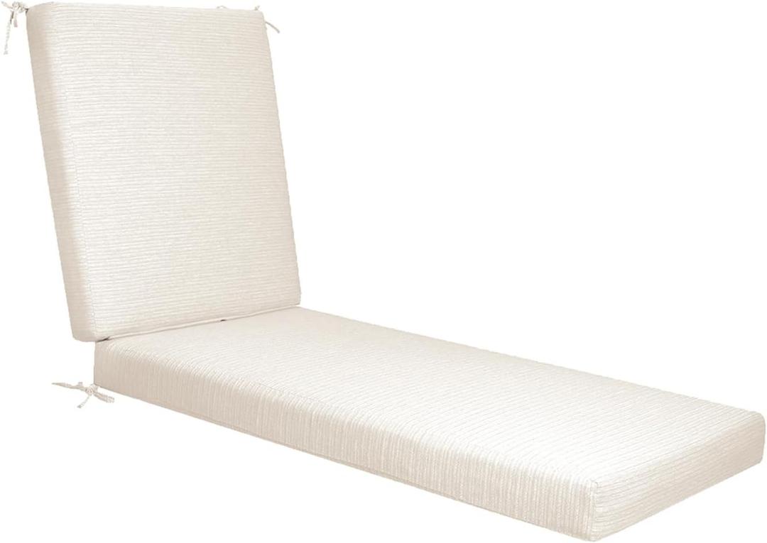 Outdoor Chaise Lounge Cushion for Patio Furniture Fade-Resistant Waterproof Bench Cushions with Ties for Poolside, Porch, Gardens, Beach, Beige (71*22 Inch)