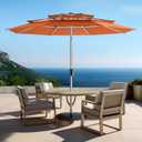 9ft Aluminum Patio Umbrella - 3 Tiers Vented Outdoor Commercial Market Table Umbrella, Heavy Duty Wind Proof Deck Pool Umbrellas UPF50+ UV Protection 5-Year Fade Resistant (Orange)