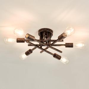 ASGYISA 6-Lights Semi Flush Mount Ceiling Light Fixture Vintage Modern Bronze Matte Sputnik Chandelier Farmhouse Ceiling Lamp for Kitchen Bedroom Dining Room Living Room Entryway.