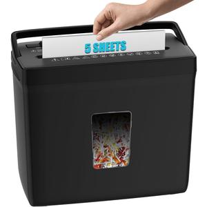 Woolsche Paper Shredder for Home,5 Sheet Desktop Cross Cut with 2.38-Gallon Basket Shredder,P-4 Security Level, 4-Mode Design, Shreds Paper/Credit Card - Durable, with Jam Proof Function for Home