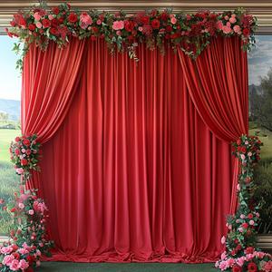 30x10ft Wrinkle Free Red Backdrop Curtain for Parties Soft Fabric Drapes Wedding Red Curtain Backdrop for Birthday Party Decorations Background for Photography 5x10ft, 6 Panels