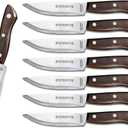 Tramontina Porterhouse 8-Piece Steak Knives, 5-Inch Stainless Steel High-Carbon Serrated Blade Kitchen Knife Set with Polywood Handle, Full-Tang, Dishwasher-Safe