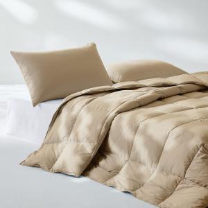 Pacific Coast Summer Goose Feather and Down Fiber Comforter King Size, Breathable Duvet Insert for Summer and Hot Sleepers, Natural Cooling Tencel Lyocell Shell, 8 Corner Tabs, Khaki Brown, 106x90
