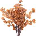 7PCS Long Artificial Eucalyptus Stems 35.4" Tall Fake Branches with Silk Apple Leaves Faux Fall Brown Plants Bouquet Festival Flowers Arrangements Accessories Home Fireplace Table Vase Dcor