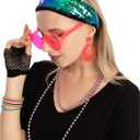 Spooktacular Creations 9 Pcs 80s Costume Accessories Set with Tutu Skirt Headband Glasses Necklace Leg Warmers & Other Accessories for Halloween Cosplay Party