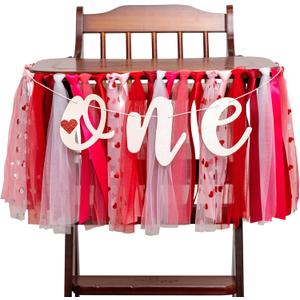 Sweetheart One High Chair Banner - Valentines Day Highchair Banner, Sweet One Birthday Party Decoration,Valentines Theme Party Photo Props for Girls 1st Birthday,Baby Shower Decor
