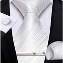 DiBanGu Men's Silk Necktie Solid Color Tie and Pocket Square Cufflink Tie Clip Set Woven Plain Ties for Men Wedding Party