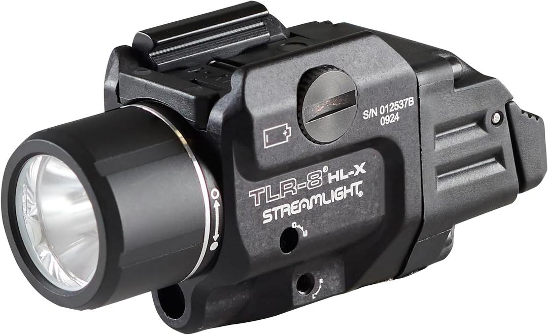 Streamlight 69465 TLR-8 HL-X USB 1000-Lumen Weapon Mounted Rechargeable Tactical Flashlight with Integrated Red Aiming Laser, Includes Key Kit, Tool, and Rechargeable Battery, Black