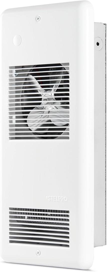 Stelpro Pulsair Electric Wall Fan Heater  1000W or 500W / 120V  Ultra-Quiet Nichrome Element Heater  Heats Quickly  No Built-In Thermostat (ARWF1001W)  White
