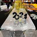 2 Pcs 12 x 72 Inches Glitter Table Runner Cover Decoration Silver Sparkle Sequin Tablecloth for 80s Disco Dance Party Bachelorette Supplies Wedding Decor