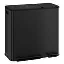Dual Kitchen Trash Can 13.2 + 5.2 Gal (50+20L) Stainless Steel Trash Cans with Soft Close Lid Large Double Garbage and Recycling Bin with 2 Removable Inner Buckets Step-on Metal Garbage Cans Black